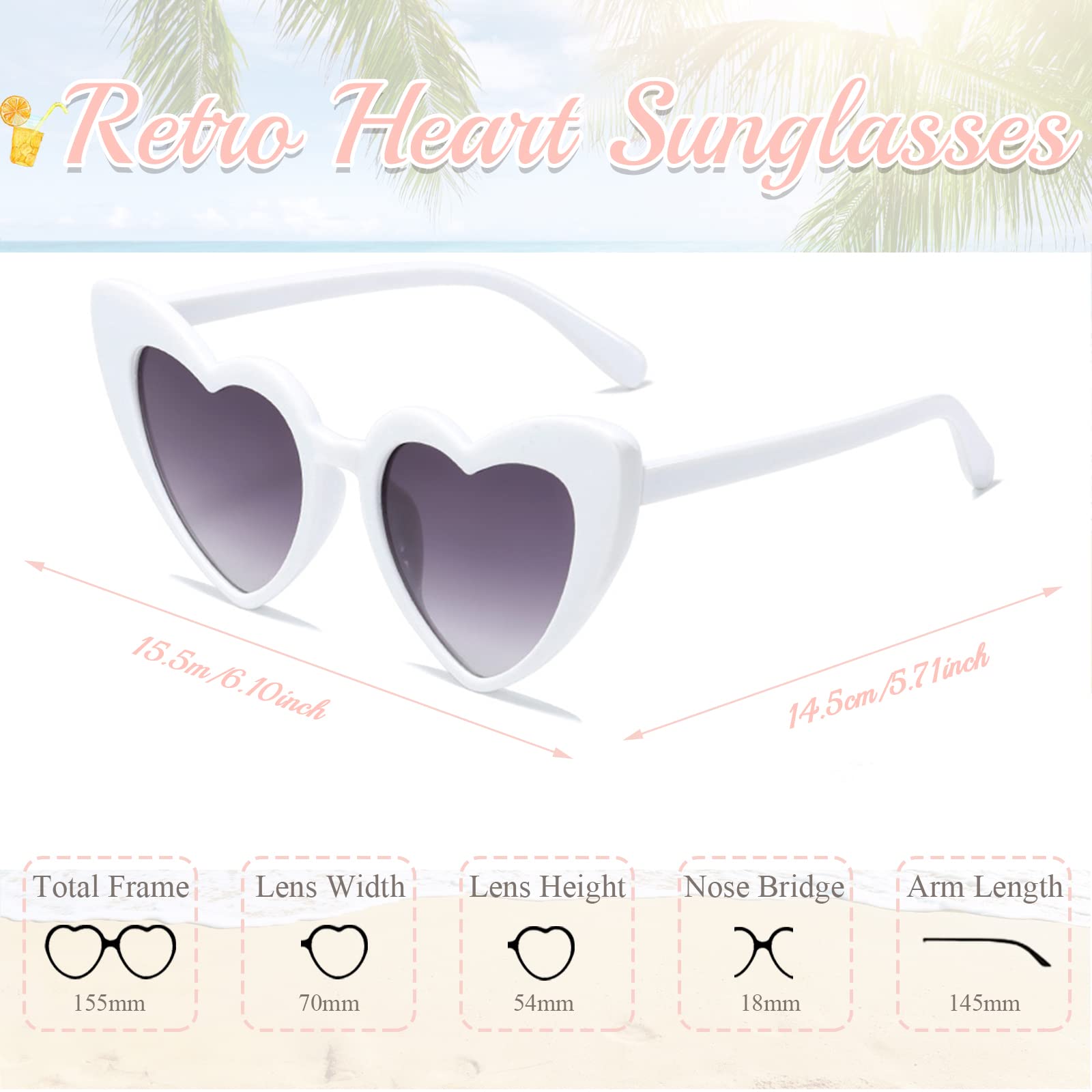 Alviller Vintage Heart Shaped Sunglasses for Women, Fashion Retro Eyeglasses Cat Eye Style Eyewear for Girls Women Shopping Traveling Summer Party Makeup Accessories