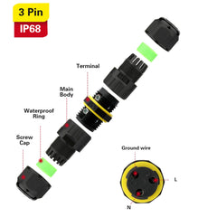 IP68 Waterproof Junction Box Outdoor Cable Connector, Extension Electrical Cable Protector for Cable Diameter Ø5mm-8mm (Pack of 2)