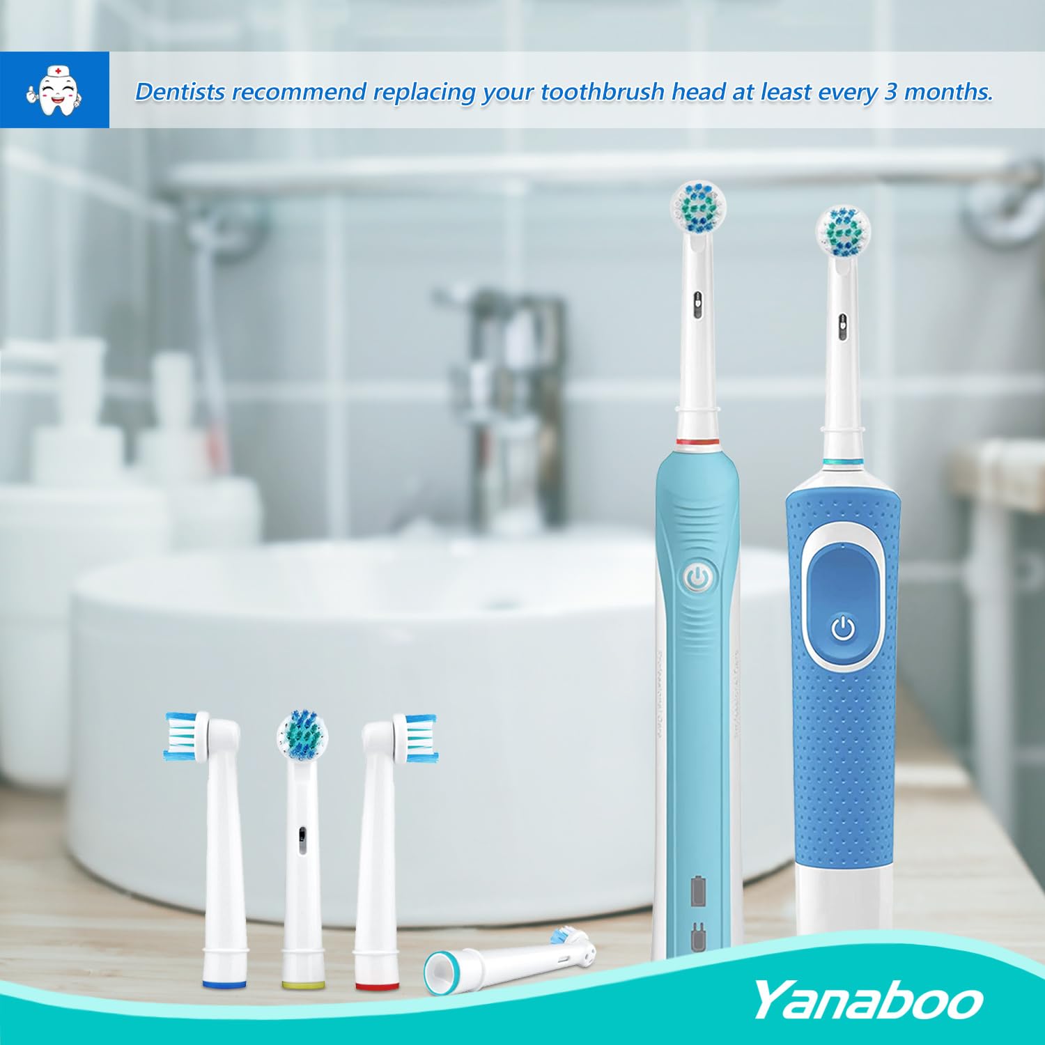 Yanaboo Toothbrush Heads Compatible with Braun Oral B Electric Toothbrushes, Precision Clean Replacement Brush Head Fit Professional Care and More Vitality Pro Smart Genius Series (Pack of 8)