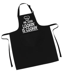 LINEN CLOSET® Adjustable Bbq Aprons for Men Funny Chef Aprons Christmas Grilling Gifts for Dad Son Father Husband with 2 Pockets-Mr Good Looking is Cooking Apron