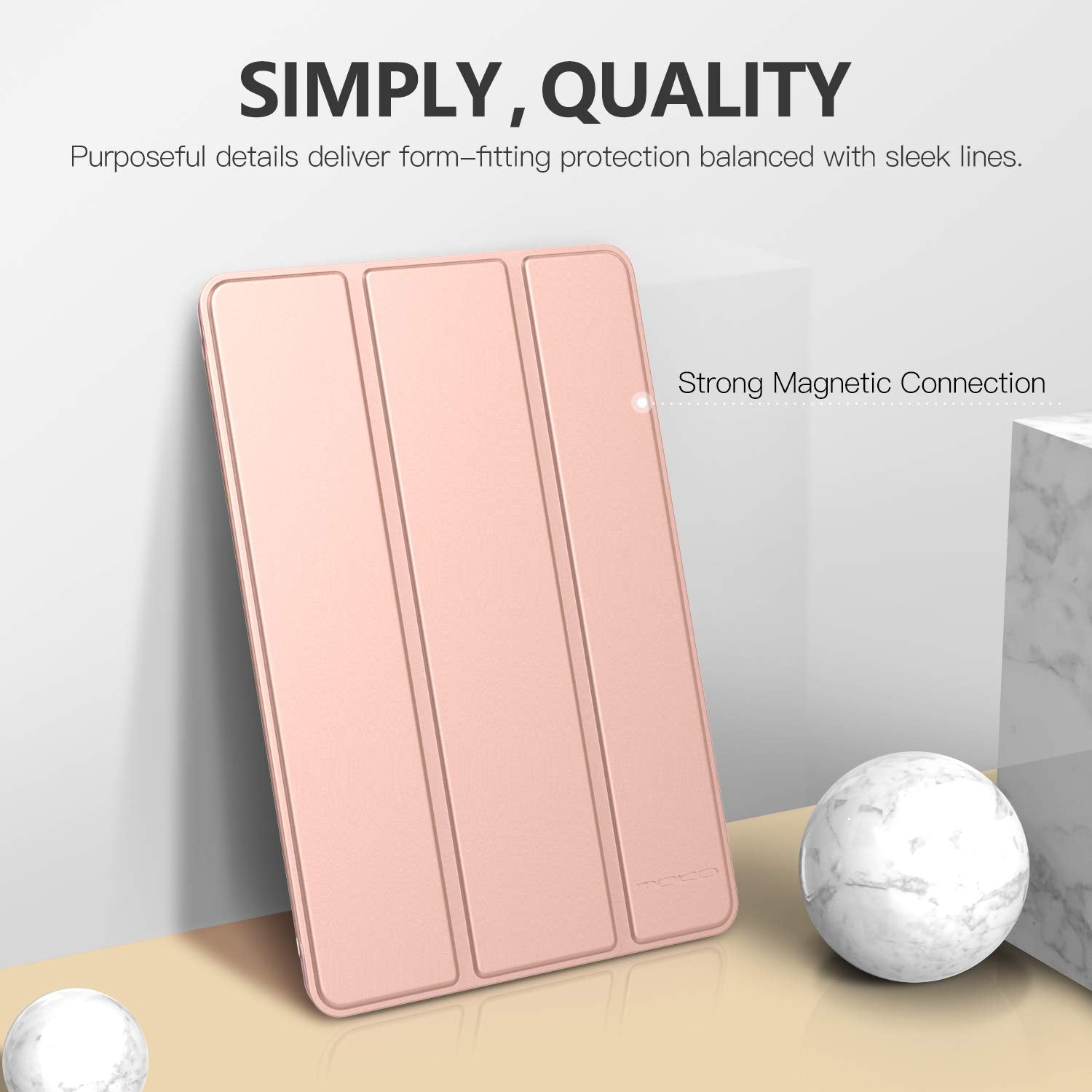 MoKo Case Fit New iPad Mini 5th Generation 7.9 inches 2019/iPad Mini 4 2015 - Slim Lightweight Smart Shell Stand Cover with Translucent Frosted Back Protector, with Auto Wake/Sleep - Rose Gold