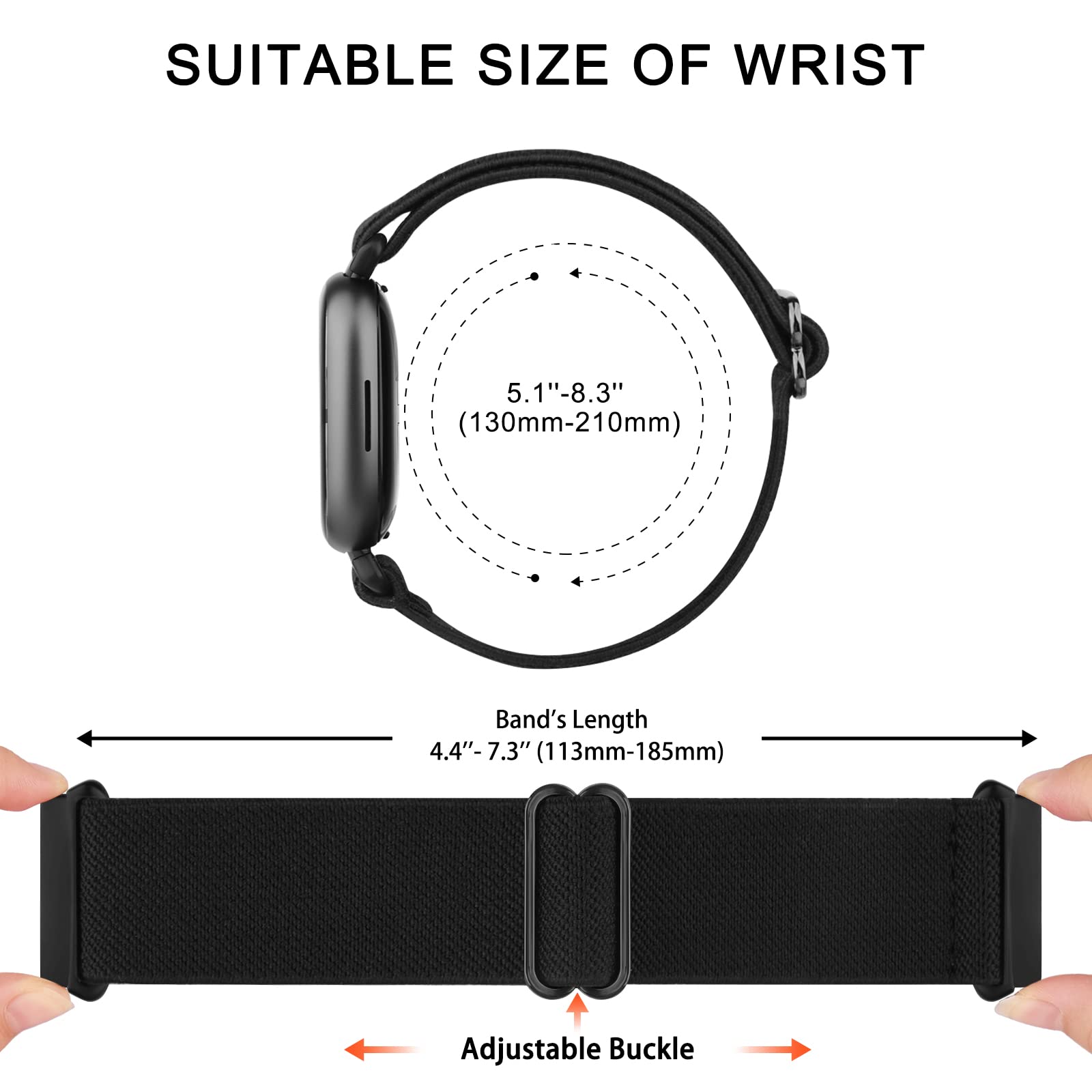 AK Compatible with Fitbit Versa 4 Strap/Fitbit Versa 3 Straps/Fitbit Sense Strap/Sense 2 Strap for Women Men, Soft Elastic Nylon Sport Replacement for Fitbit Versa 4/Versa 3/Sense 2(Starlight)