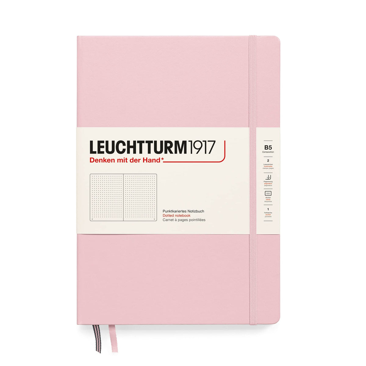 Leuchtturm1917 366159 Notebook Composition (B5), Hardcover, 219 numbered pages, Powder, Dotted