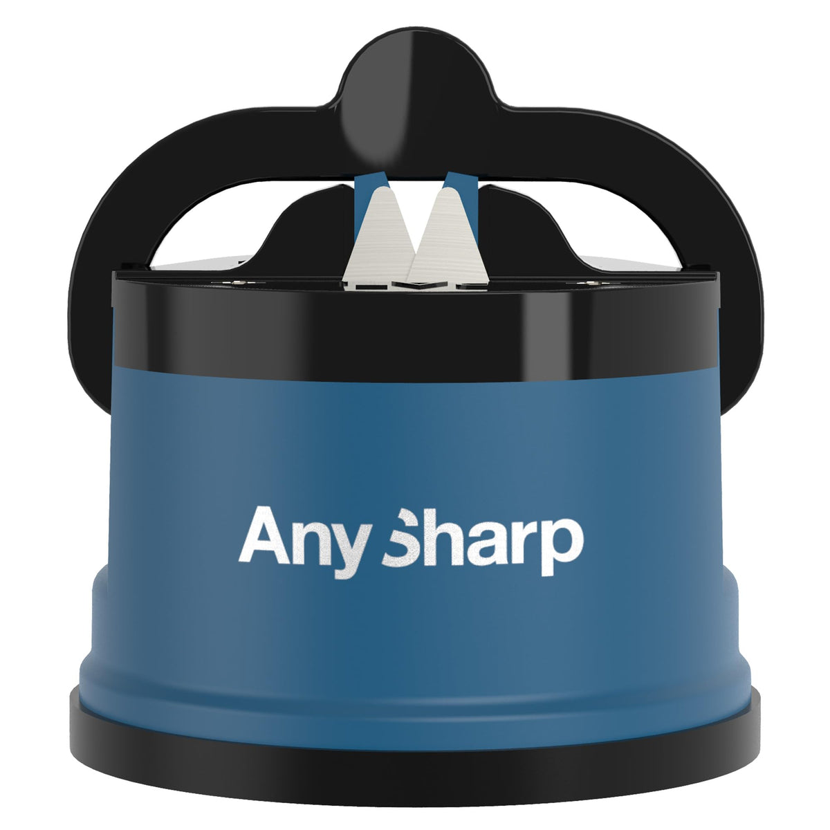 AnySharp Knife Sharpener, Hands-Free Safety, PowerGrip Suction, Safely Sharpens All Kitchen Knives, Ideal for Hardened Steel & Serrated, World's Best, Compact, One Size, Blue