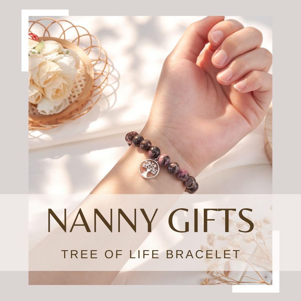 Aunis Nanny Mothers Day Gifts Nanny Gifts From Grandchildren Tree of Life Natural Stone Bracelet Thank You Gifts Birthday Christmas Thanksgiving