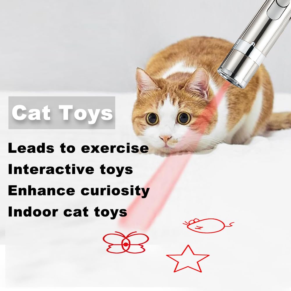 Cat Toys, 7 in 1 Function Red Pointer Interactive Cat Toy, USB Rechargeable LED Cat Light Pen, Cat Toys Interactive for Indoor Cats, Red Dot Kitten Practice Chaser Toys