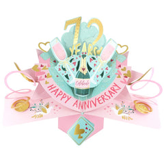 72 Years Happy 72nd Anniversary Pop-Up Greeting Card Love Kate's 3D Pop Up Cards POP216MC72