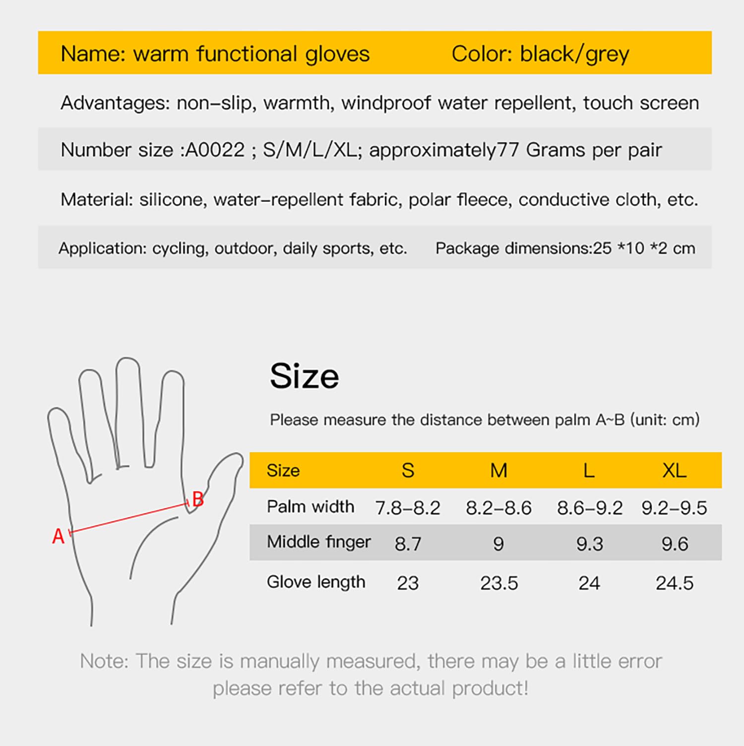 yoofun Waterproof Gloves Men, Thermal Gloves for Men, Cycling Gloves Touchscreen Anti-slip Palm Windproof Warm Gloves Driving Climbing Hiking Skiing (Grey, M)