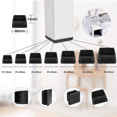 Plastic End Caps,moinkerin 4 Pieces Tube End Caps 60X60mm Square Tube Inserts Tubing End Cap Plug for Metal Tube, Chairs, Sofas, Tables, Shelves