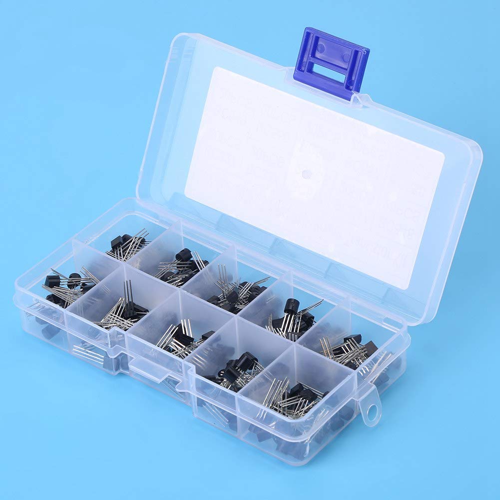 200pcs Transistor Kits, 10 Value Silicon Power Transistor Assortment Kit, Assorted Transistor BC457, Transistors Box Pack for BC327 BC337 BC517 BC547 BC548 BC549 BC550 BC556 BC557 BC558