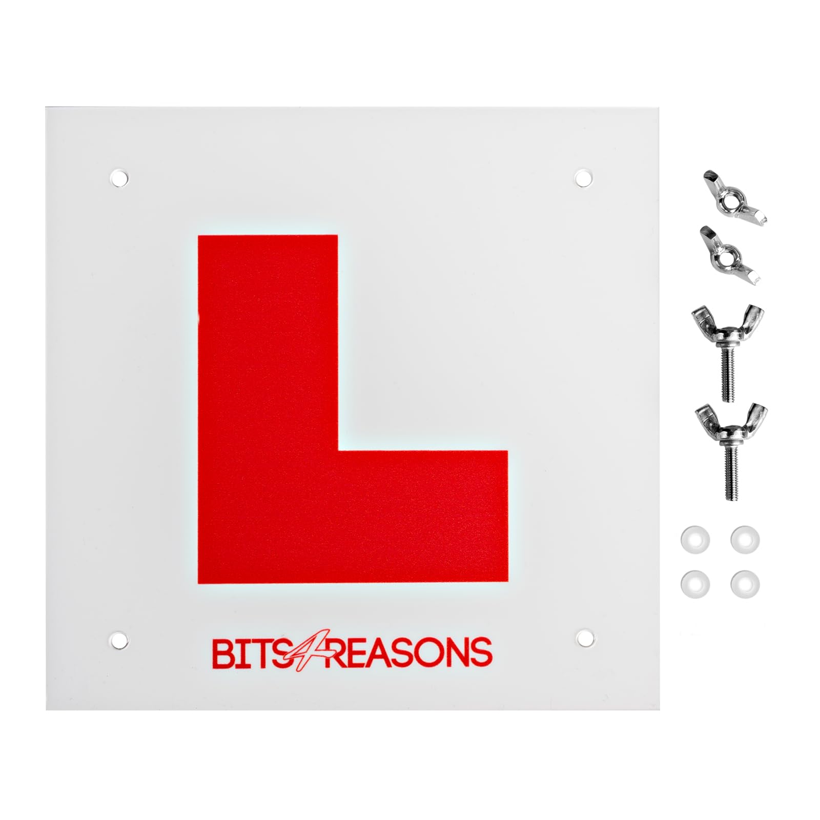 BITS4REASONS NEW PROFESSIONAL GRADE REAR EASY FIT AND REMOVE SINGLE RIGID SOLID L PLATE 1.5MM POLYCARBONATE - SINGLE PLATE - FITS MOTORBIKE PLATES AND MUDGUARDS COMPLETE WITH TOOL FREE FIXINGS