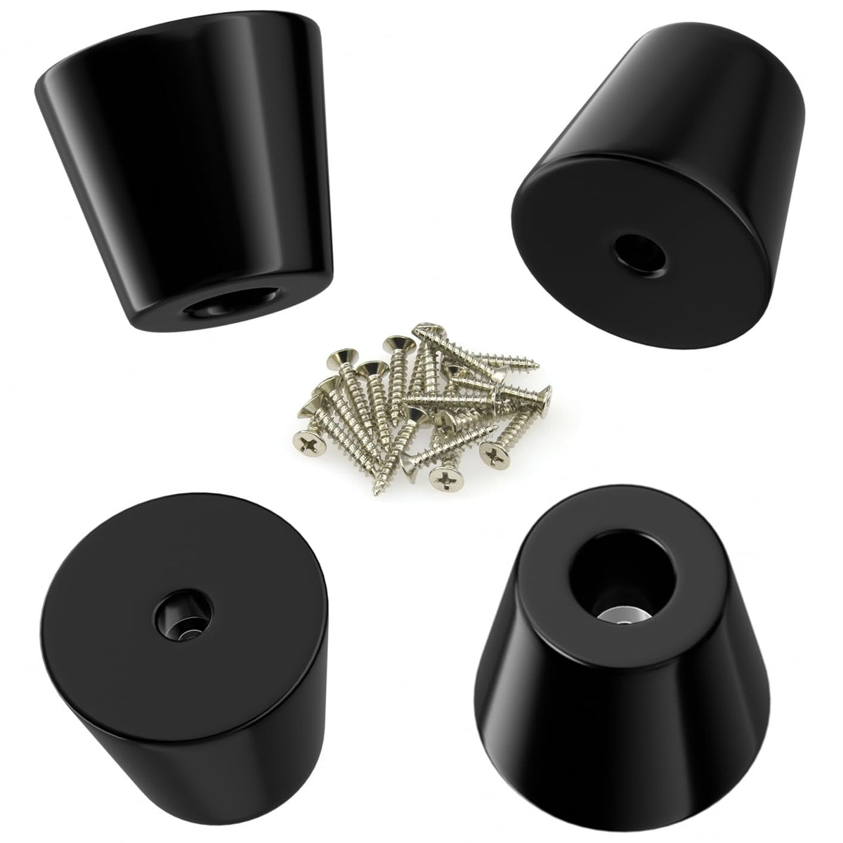 24 PCS Round Rubber Furniture Feet Pads with Screws,Table Leg Pads,Rubber Ends for Chair Legs (24, 32 x 25 x 20mm)