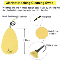 5 in 1 Clarinet Cleaning Kit Cloth All In One, Including Cleaning Long Swab Cloth, Mouthpiece Brush, Dust Brush, Mini Screwdriver Maintenance Kit For Wind & Woodwind Instrument