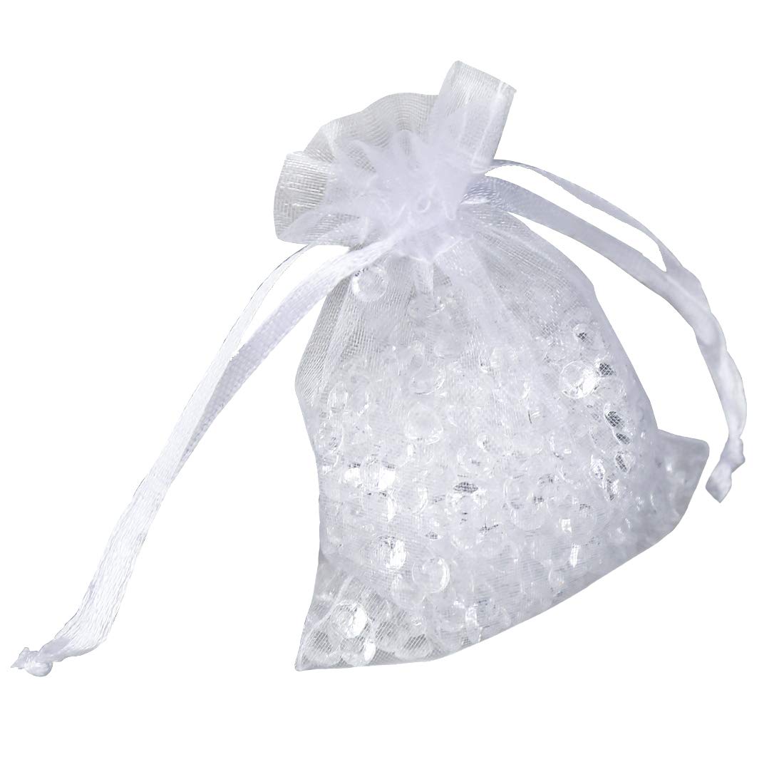 FINGOOO 100PCS Organza Bags Wedding Favour Bags Small White Gift Bags Fabric Party Pouches with Drawstring for Jewellery Sweets