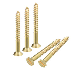 sourcing map Brass Wood Screws, 50Pcs M3 x 30mm Slotted Drive Flat Head Self Tapping Screw Countersunk for Woodworking Furniture