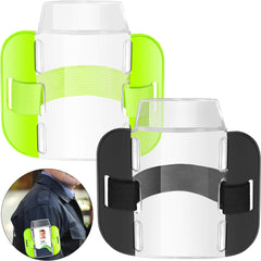 2 Pieces Arm Badge Holders Armband ID Card License Badge Holder with Adjustable Strap for Emergency Workers Security Staff Doorman (Fluorescent Green, Black)