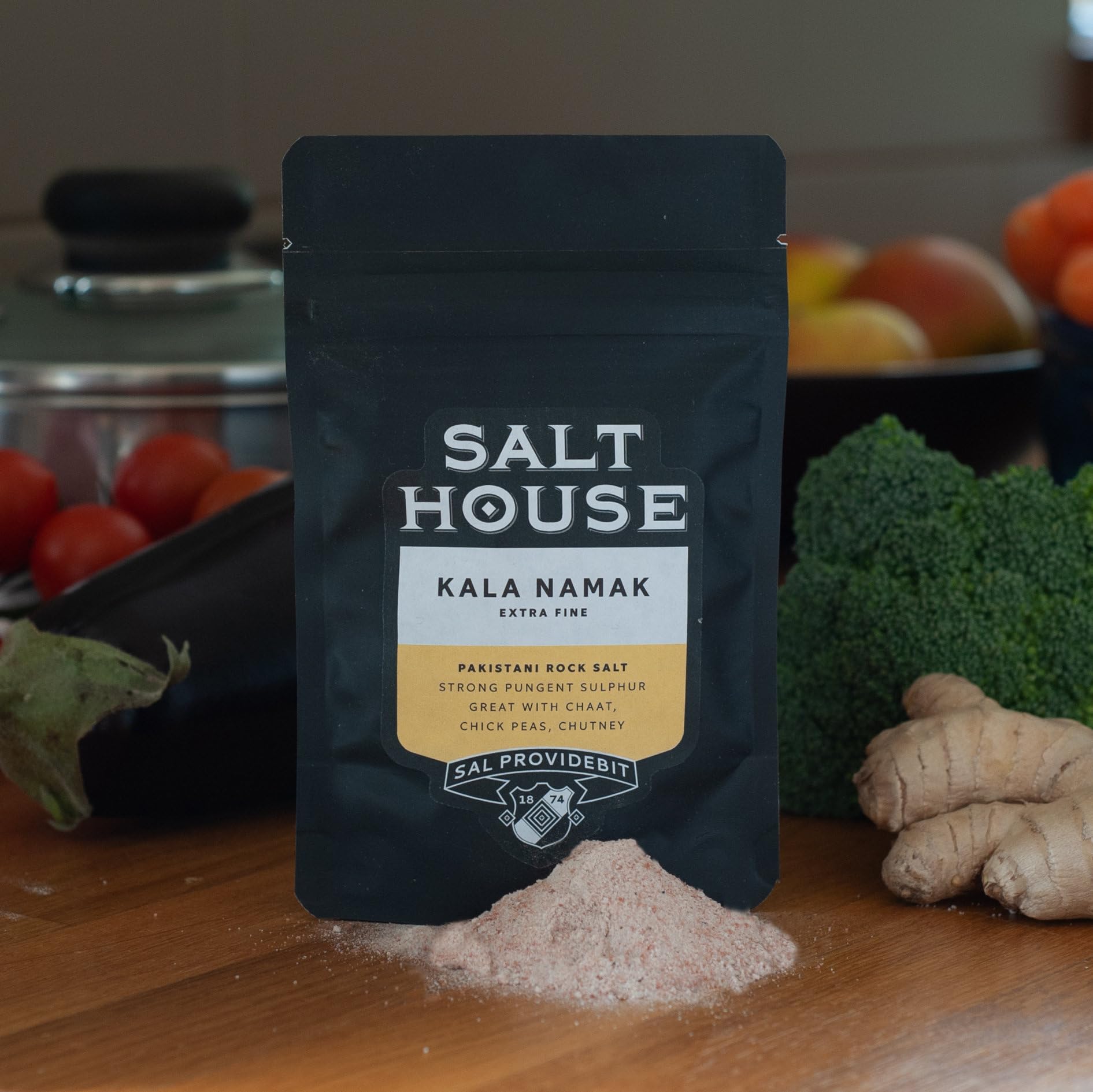 Extra Fine Kala Namak Himalayan Black Salt in Pouch 60g Salthouse & Peppermongers