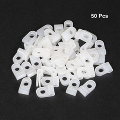 sourcing map 50Pcs Nylon R-type Cable Clamp Organizer Cord Clips for Wire Management 3.2mm White UC-0