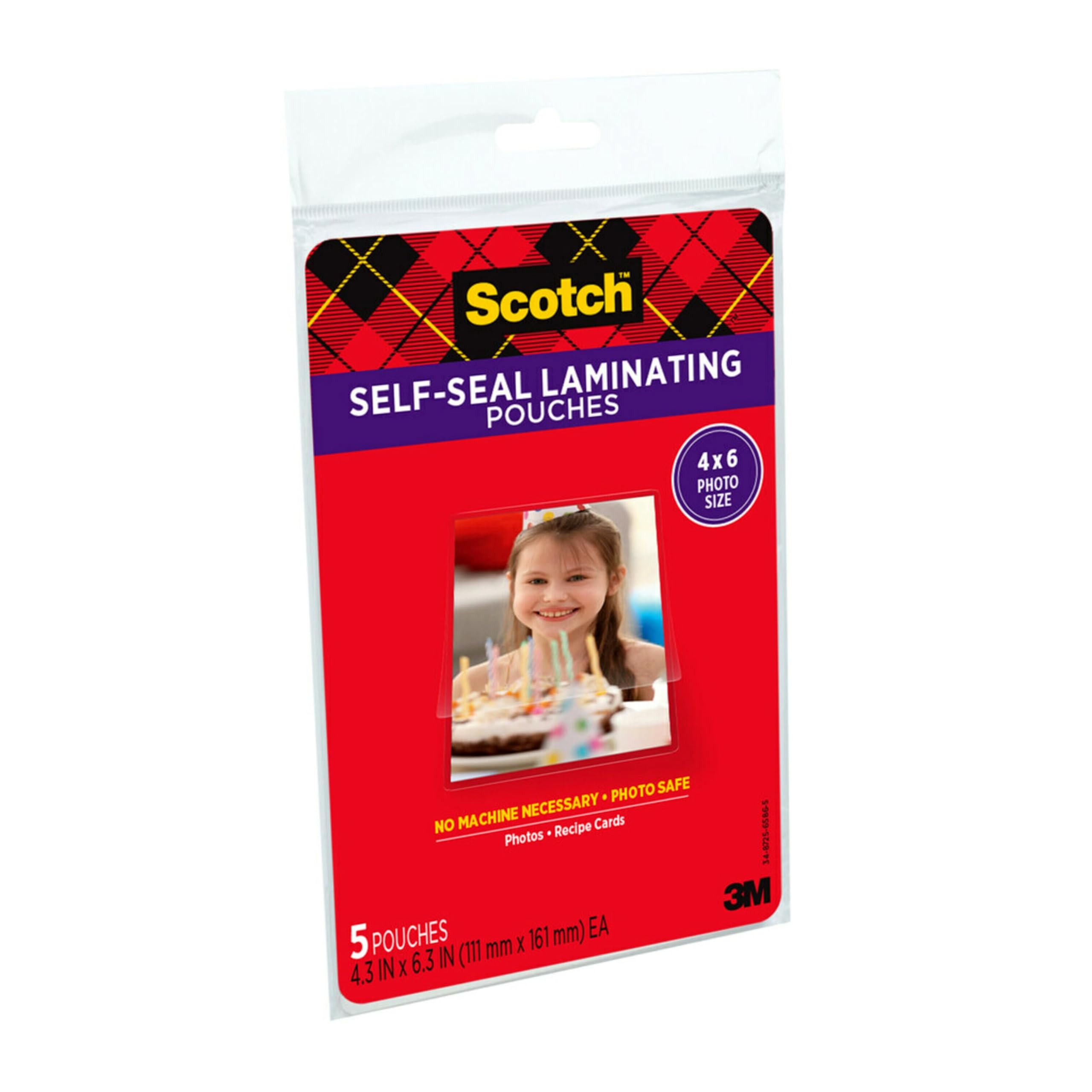 Scotch(R) Self-Sealing Laminating Pouches, Gloss Finish, 4 x 6 Inches (PL900G)