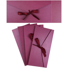 4 Pack Kraft Paper Envelopes with Ribbons, 22 * 10.9cm Luxury Mailing Envelopes, Invitation Envelopes for Festival, Party, Greeting Cards, Gift Cards - Purple