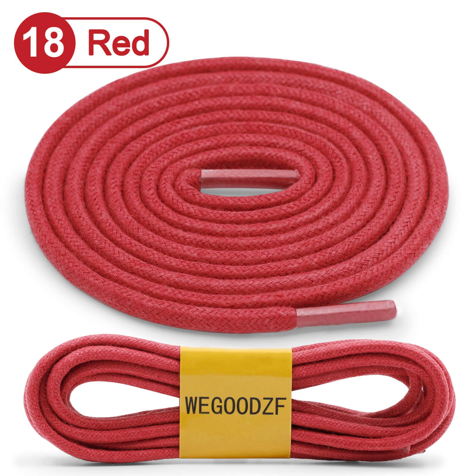 WEGOODZF Round Waxed Cotton Shoelaces: 3.5mm Thick 80CM Long Red Wax Shoe Laces Multi Coloured Replacement Shoelace 2 Pairs for Men Women Kids