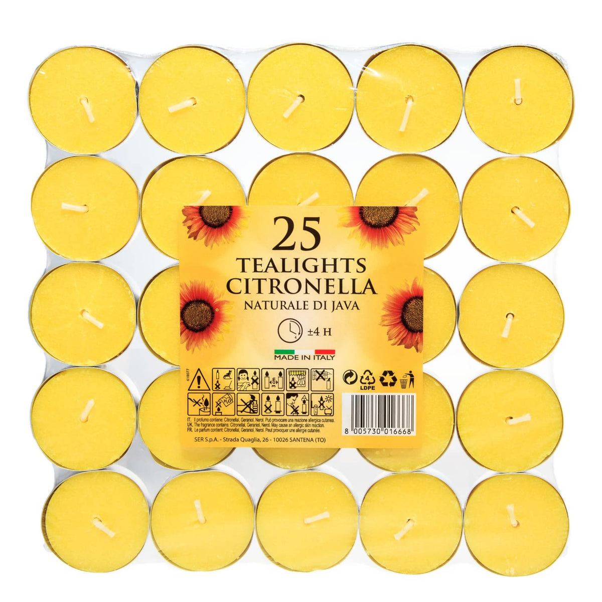 Price's Candles Citronella Tealights Pack of 25 (Citronella Range)