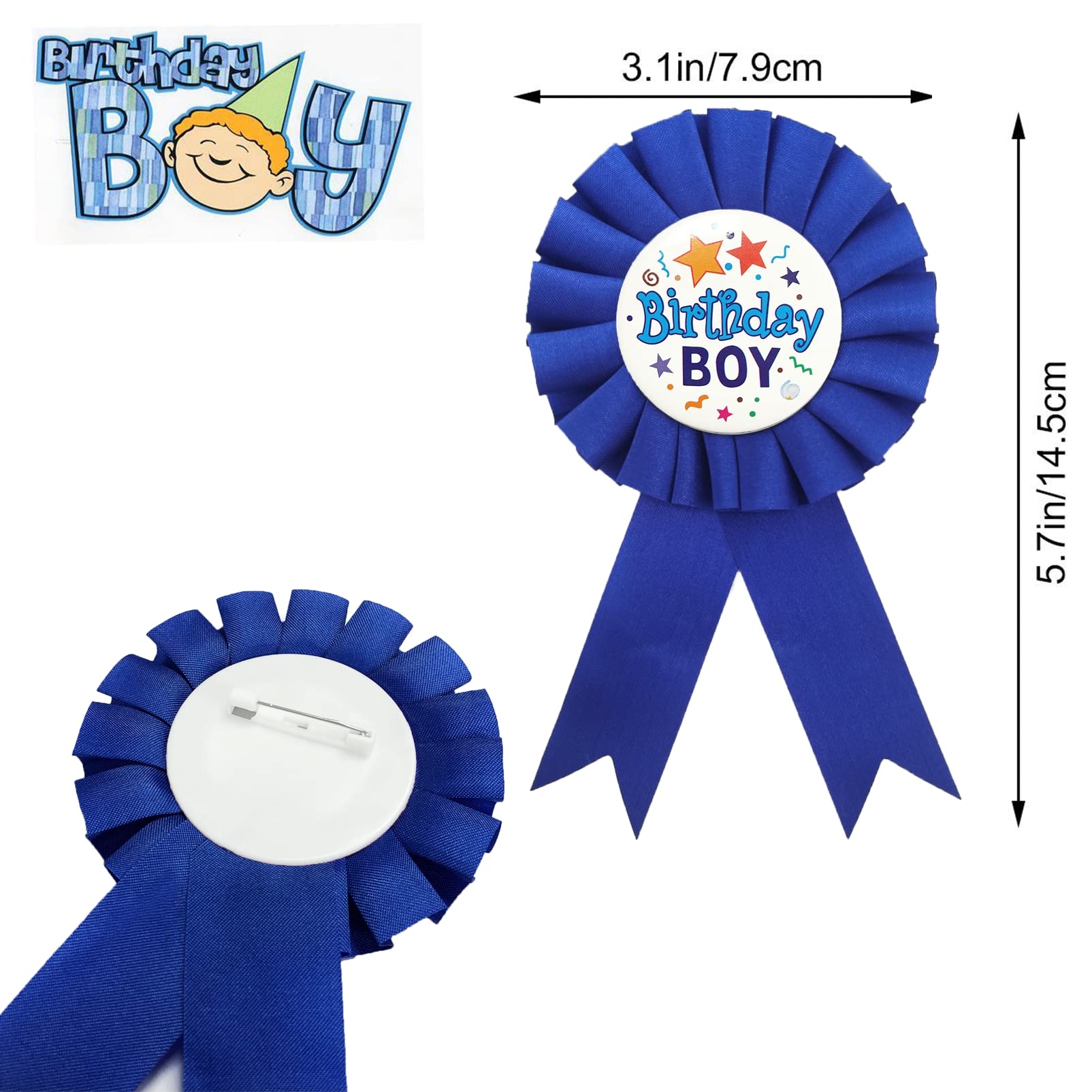 Maggidea Birthday Boy Rosette Badge Blue Birthday Boy Award Ribbon Badge Birthday Boy Decorations for Kids Boys Birthday Party Decoration Supplies