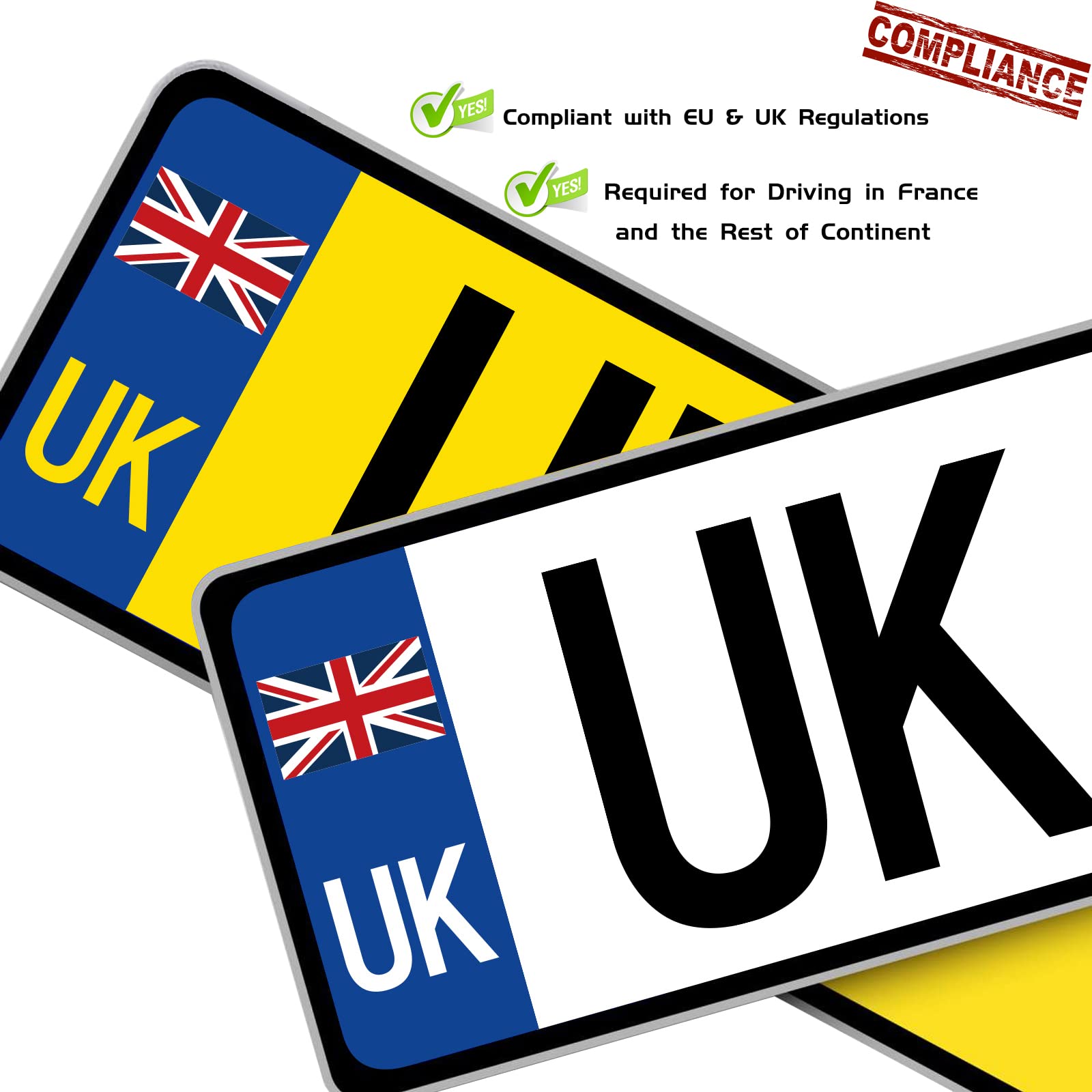 UK Car Stickers, Pack of 4 European Road Legal UK Car Number Plate Vinyl Stickers for Replace GB Stickers after BREXIT