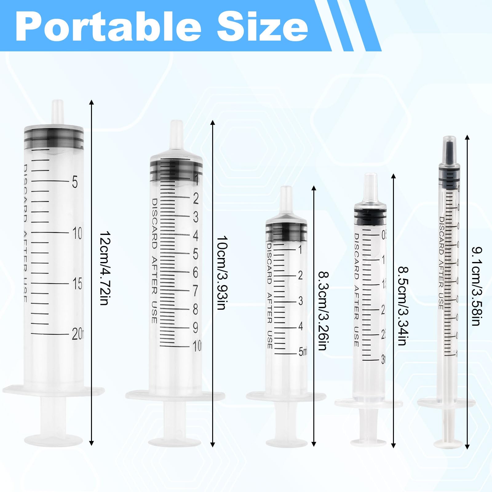 Syringe Set, 1ml 3ml 5ml 10ml 20ml Plastic Syringe, Feeding Syringe for Pets, Liquid Measuring Syringe Tools, Syringe for Labs, Animal Feeding, Dispensing, Watering (No Needle, 5 PCS)