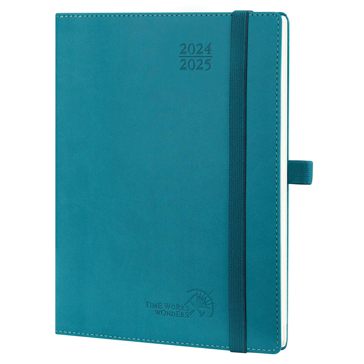 POPRUN 2024-2025 Academic Diary A5 Week to View (22x16.5 cm) Soft Cover 17 Months (Aug'24 - Dec'25) Vertical Weekly Planner 24/25 Mid Year Diary,PU Leather (Pacific Green)