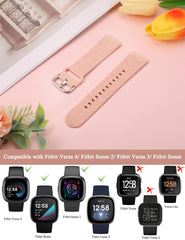 TOYOUTHS Floral Engraved Compatible with Fitbit Versa 4/Versa 3/Sense 2/Sense Straps, Women Upgraded Soft Sport Silicone Replacement Strap for Versa 4/3 Sense 2/Sense, Pink