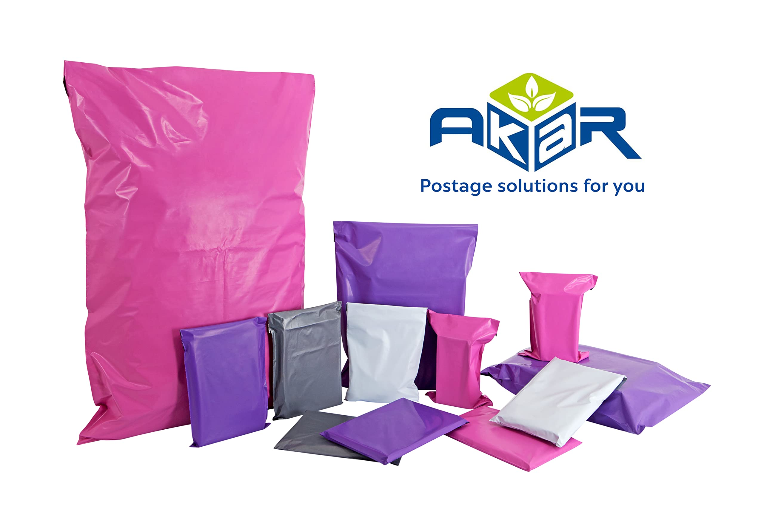 AKAR 17 x 22 Inch Mailing Bags – Strong Polythene Posting Mail Bags with Aluminium Adhesive Strip – 60 Microns – Easy Seal – X-Large 43 x 56cm – For Non-Fragile Items (Pink, 10 Pack)