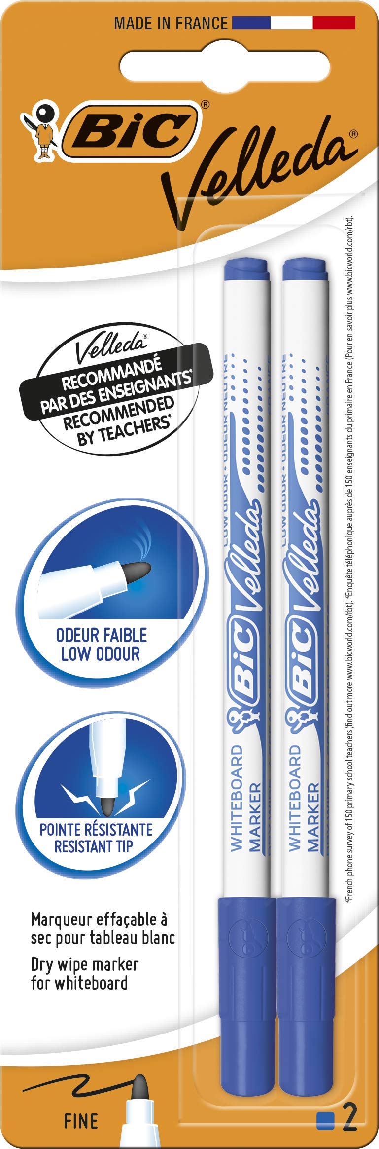 BIC Velleda 1721 Whiteboard Pens - Blue, Pack of 2