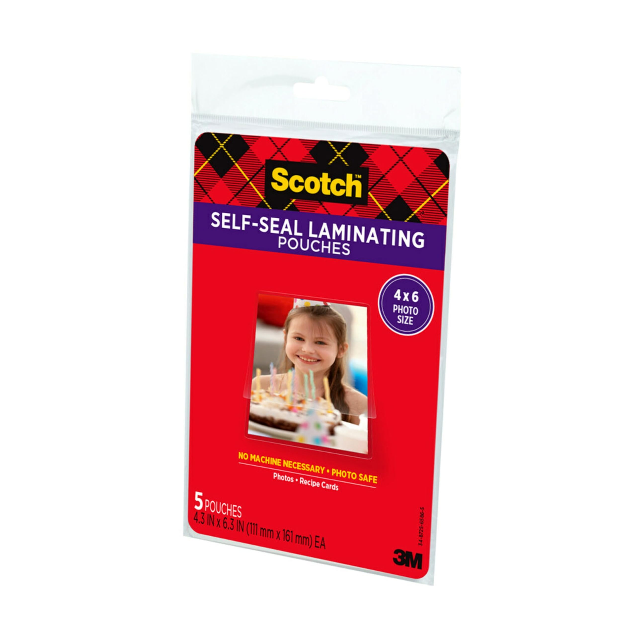 Scotch(R) Self-Sealing Laminating Pouches, Gloss Finish, 4 x 6 Inches (PL900G)