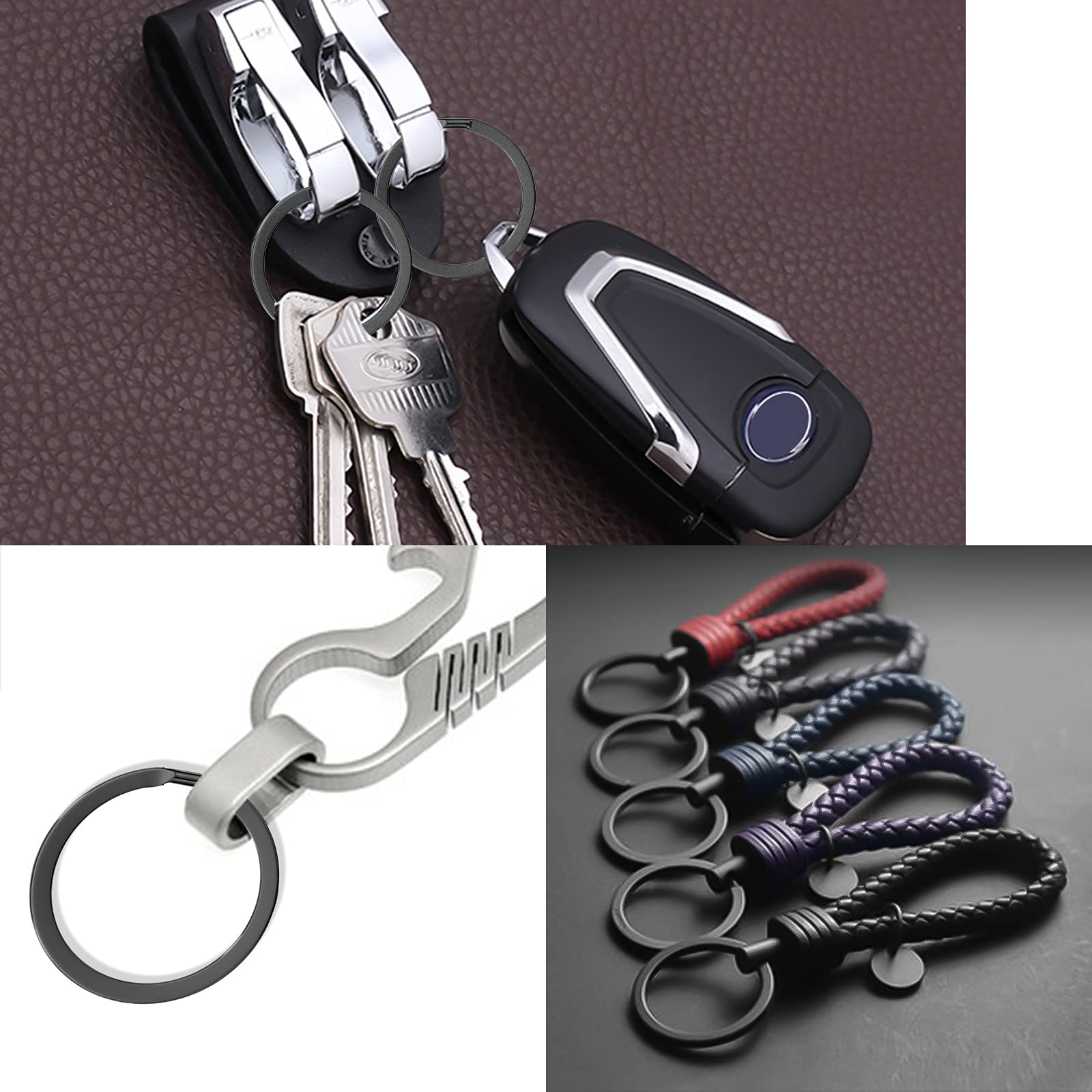 Ruesious Black Flat Round Key Rings (40 Pack) (15/20/25/30mm),Keyring Split Ring,Key Chain Ring Connectors,Keychain,Keyring Loops