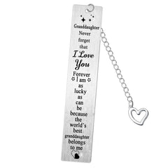 Granddaughter Metal Bookmarks Granddaughter Birthday Christmas Graduation Gifts from Grandfather Grandmother I Love You Granddaughter Bookmark Present