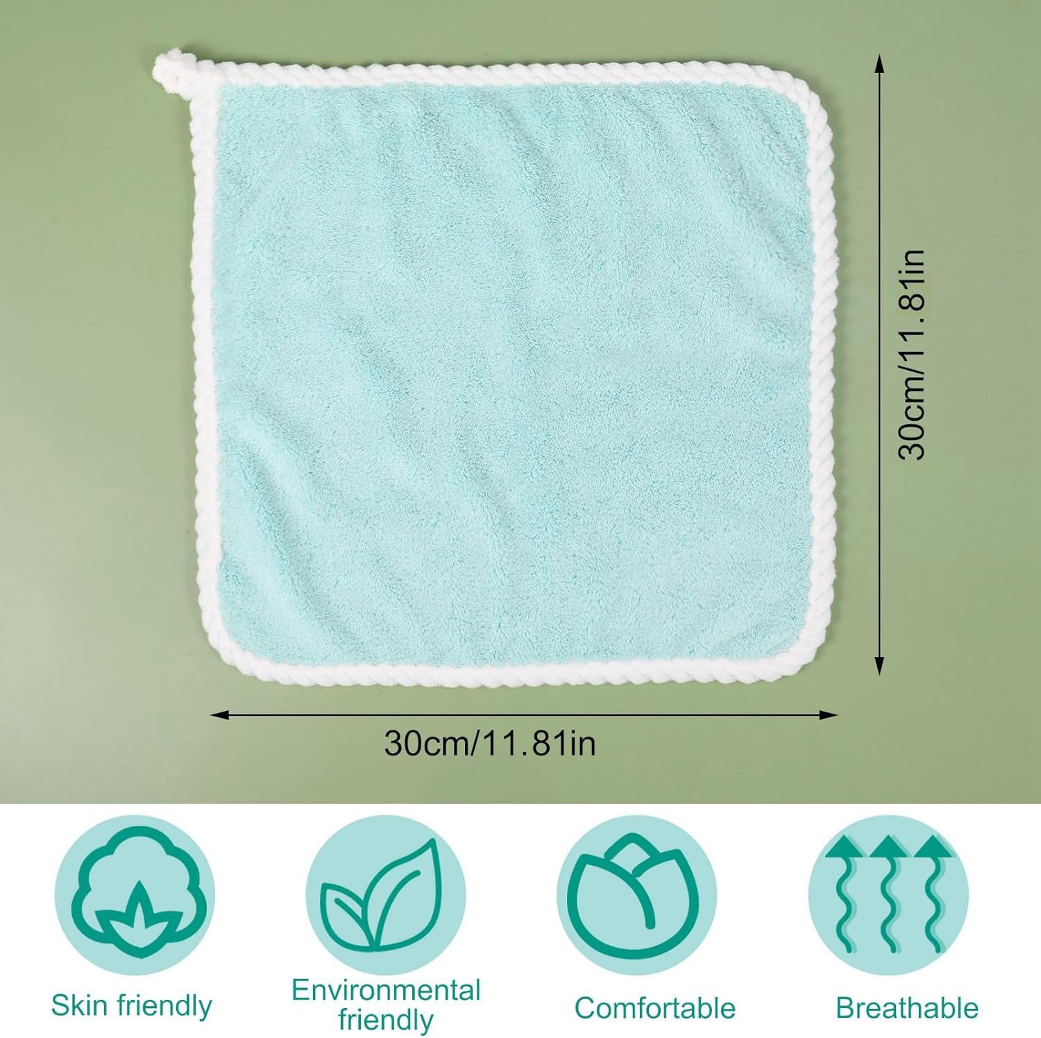 FRIUSATE 6 Pcs Flannel Face Cloth Soft Face Flannels Toddler Flannels Wash Towels Quick Dry Reusable Face Body Cloths Squares Wash Flannels For Baby Kids Adults(30x30cm)