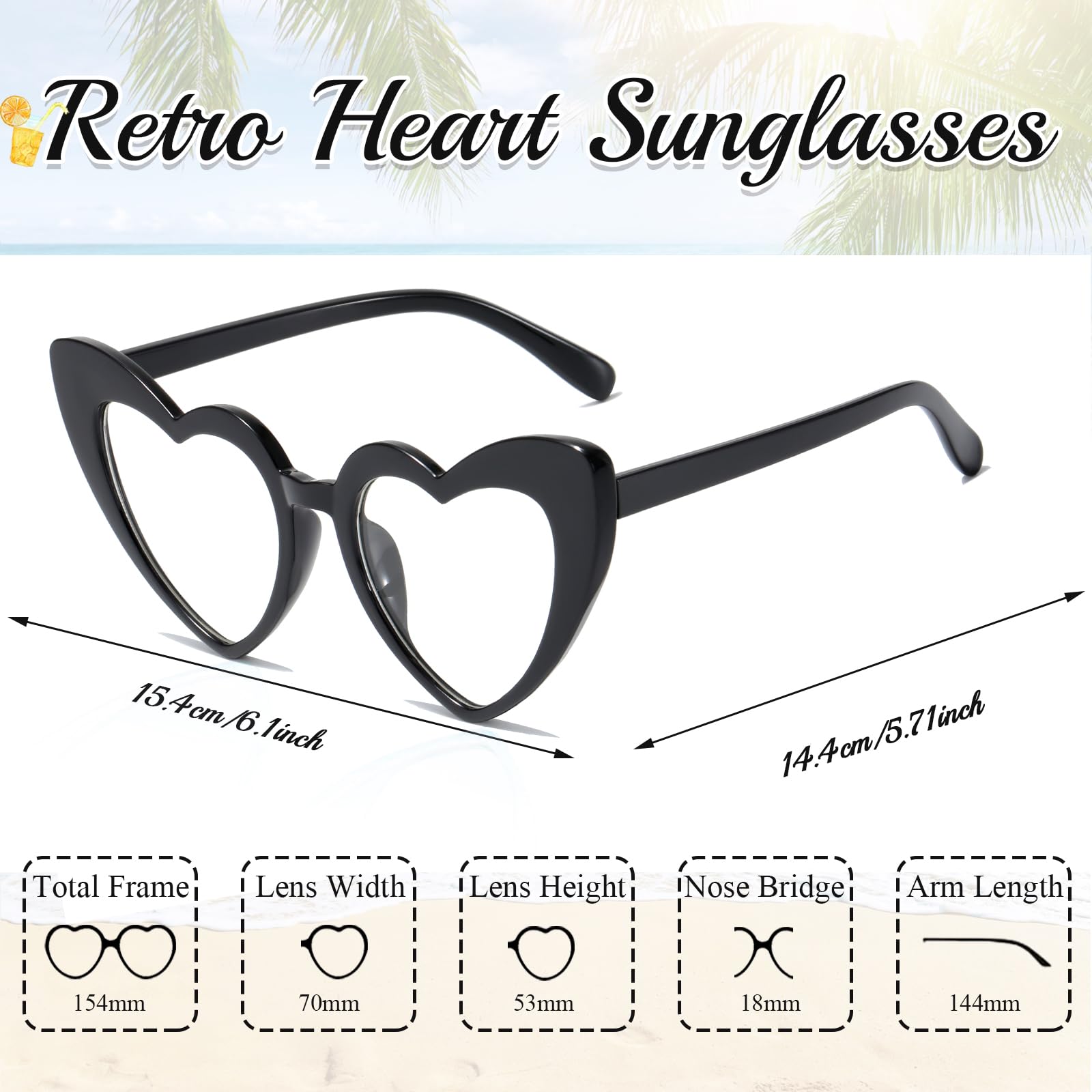 Alviller Vintage Heart Shaped Sunglasses for Women, Fashion Retro Eyeglasses Cat Eye Style Eyewear for Girls Women Shopping Travelling Summer Party Makeup Accessories