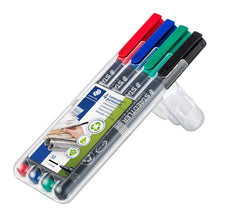 STAEDTLER 317 WP4 Lumocolor Permanent Pen, Medium Line Width, 1.0mm - Assorted Colours (Pack of 4)