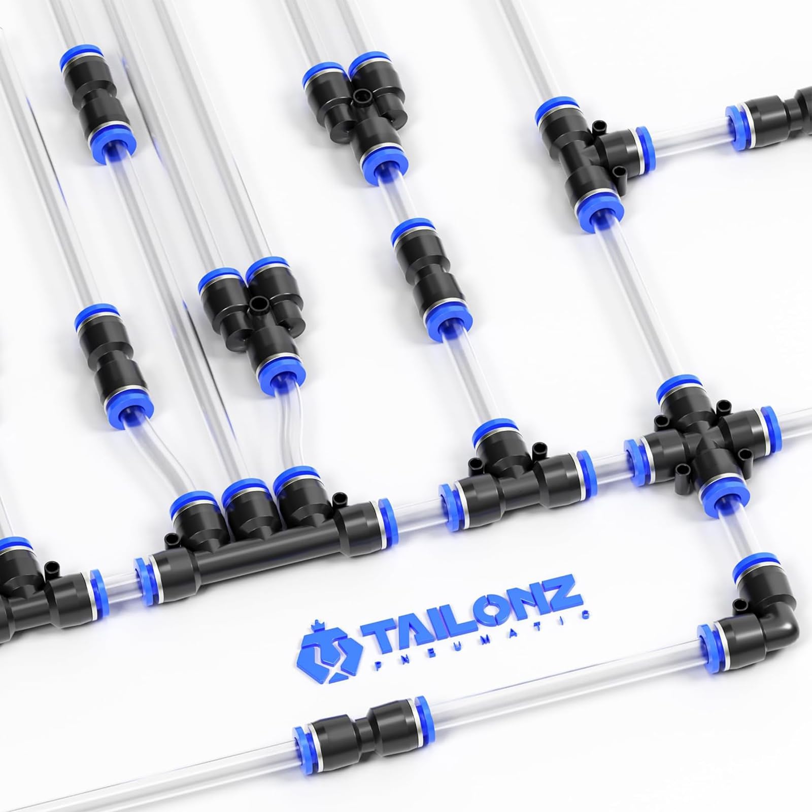 TAILONZ PNEUMATIC 4mm OD Tee Plastic Push to Connect Fittings 3 Ways Tube Connect Push Fit Push Lock PE-4 (Pack of 10)