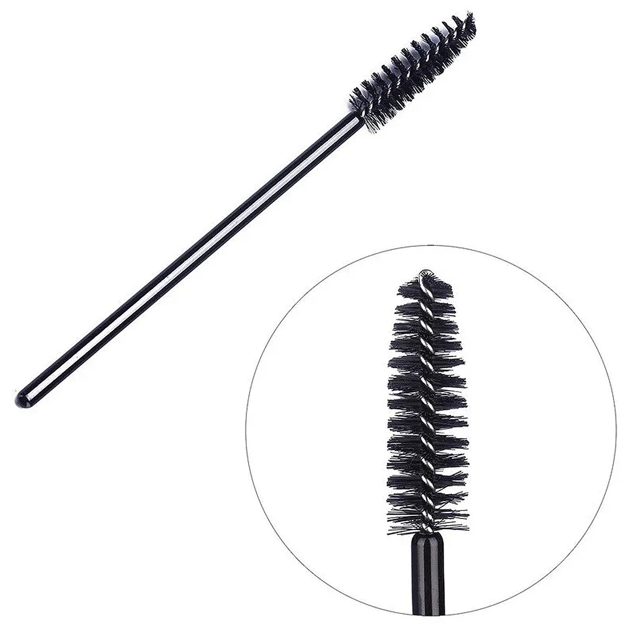 BOULTON Eyelash Brush – 50pcs   Disposable Eyelash Brushes Lash Extension Brushes Mascara Wands   Mascara Wand Eye Brow Brushes Spooly Eyelash Brush   Spoolies Make Up Brushes (Black)