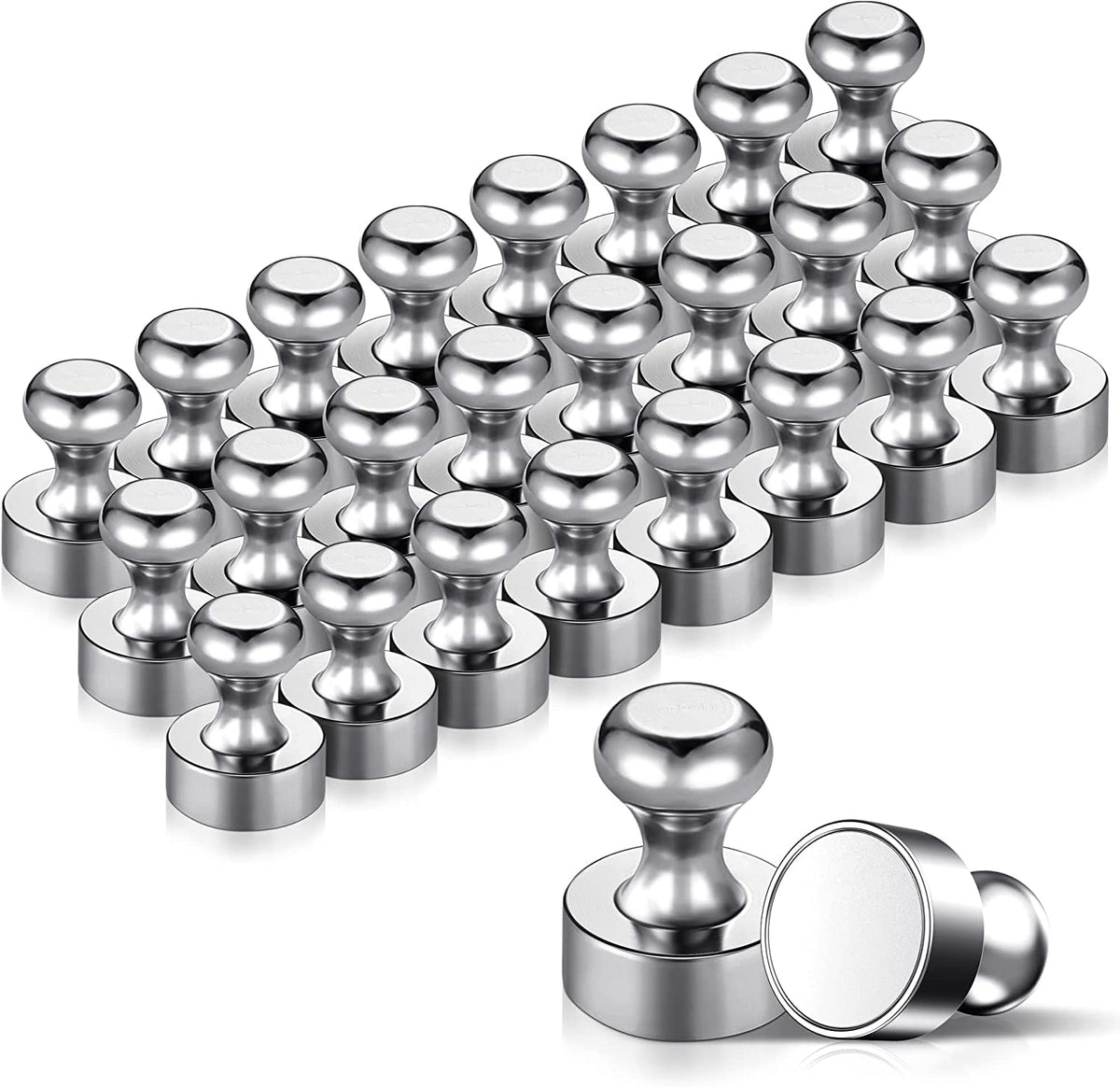 Temporaryt Neodymium Magnets, 24 PCS Metal Magnets 12 x 16mm - Stainless Magnets Fridge Magnets for Notice Board, Whiteboard, Refrigerator etc. - with Storage Box