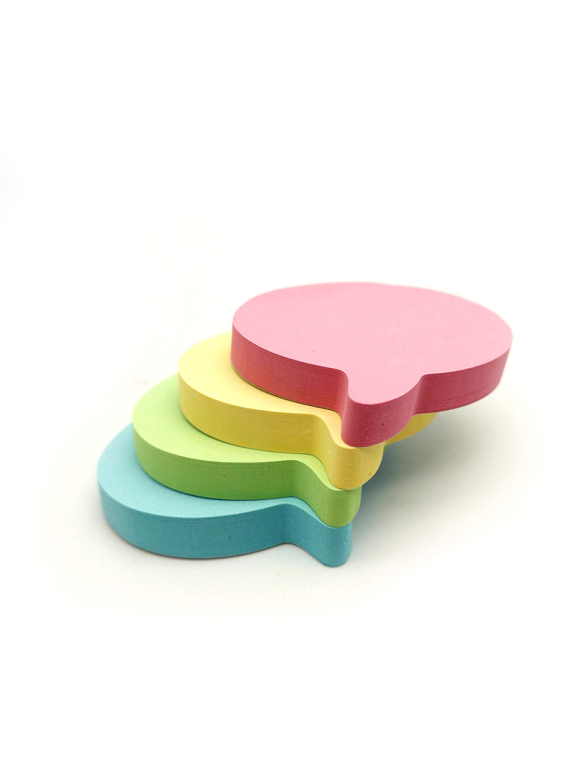 400 Speech Bubble Shaped Sticky Notes - Pastel Colours (76x76mm) - Colourful Removable Memo Pads in Blue, Pink, Green, Yellow   Set of 4 Pads (100 Sheets Each)   Office, Home & School Use - 4 Packs