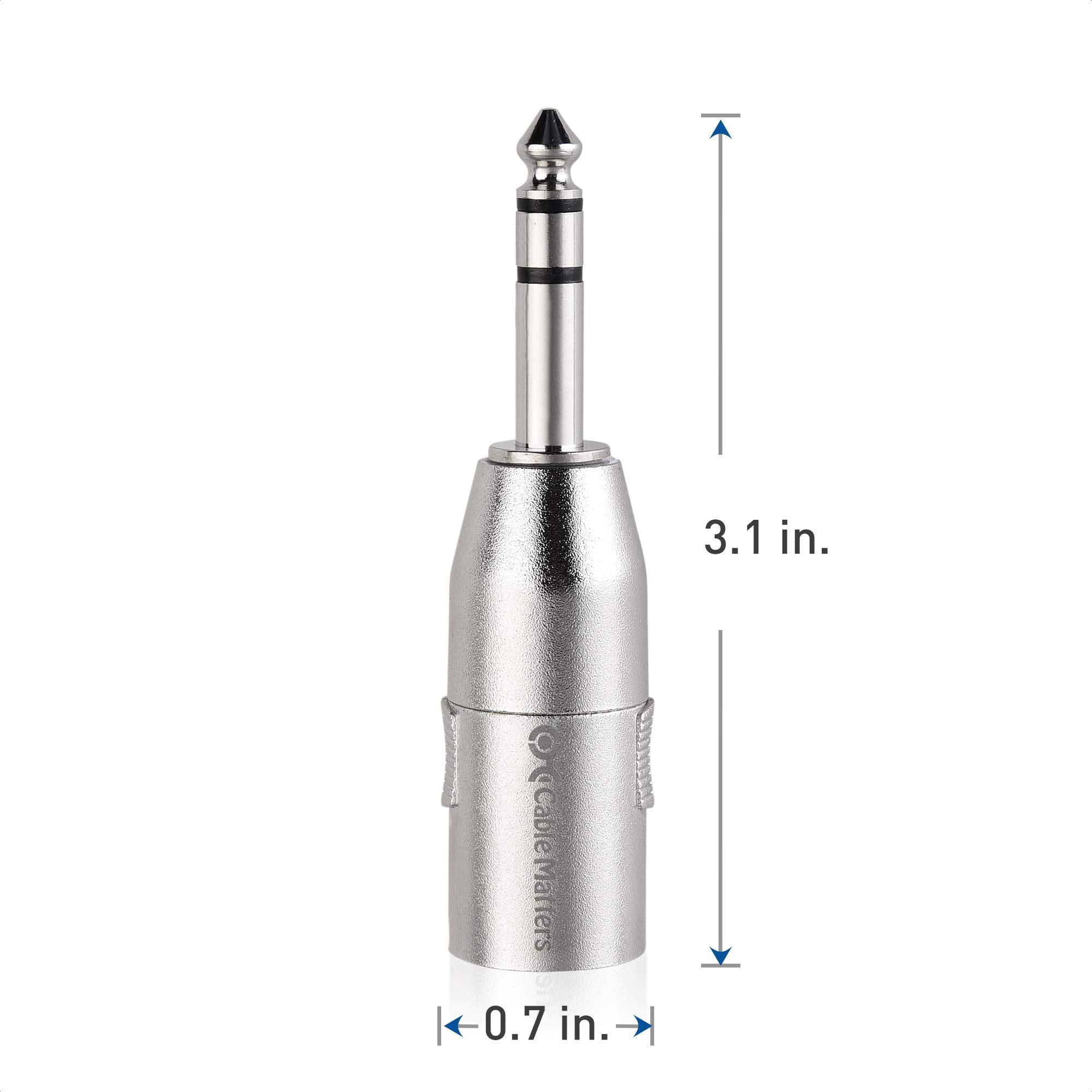 Cable Matters 2-Pack Jack to XLR Adapter, 6.35mm to XLR Adapter, 1/4 Inch 6.35mm TRS to XLR Adapter, 6.35mm Male to XLR Male Adapters - Male to Male