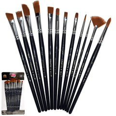 Crafts 4 All Paint Brushes 12 Set Professional Paint Brush Round Pointed Tip Nylon Hair Artist Acrylic Brush for Acrylic Watercolor Oil Painting