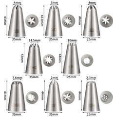 Fanshiontide 8 Pack Large Piping Tips, Seamless Stainless Steel Icing Piping Nozzle Tip Set for Cupcake Cookie Cake Decorating