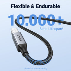 UGREEN USB A to B Cable, Braided High Speed USB 2.0 Type A to USB B Male Lead Compatible with All USB Type B Devices Epson, HP DeskJet/Envy, Lexmark, 3D, Dell, Brother, DAC, All-in-One, Scanner (2M)