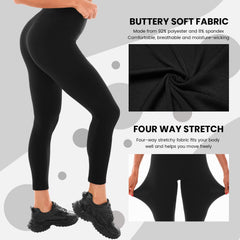 Leafigure Gym Leggings Womens High Waist Black Leggings for Women Workout L-XL