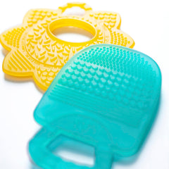 Bright Starts Sunny Soothers 2pk Multi-Textured BPA Free Baby Teethers in Cute Sun and Popsicle Shapes, Ages 3 Monthsand