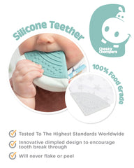 Cheeky Chompers Muslin Baby Bibs with Teether   Super Soft & Absorbent   2 monthsand Teething Bibs   Multi-Award Winning Neckerchew   (Silver Stars, Single)